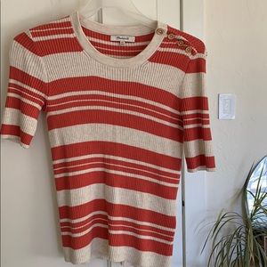 Madewell cable knit short sleeve striped top
